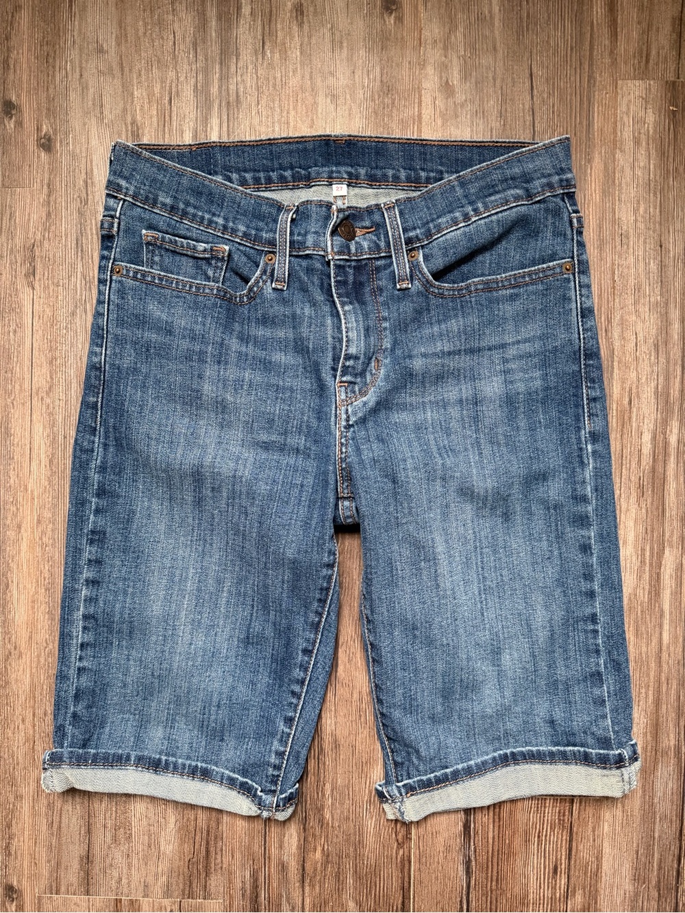 Classic Medium Wash Denim Shorts